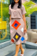 Apricot Casual Print Patchwork Turndown Collar Short Sleeve Two Pieces
