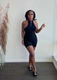Black Fashion Sexy Casual Solid Zipper POLO collar Regular Jumpsuits