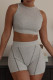 Grey Fashion Casual Solid Basic O Neck Sleeveless Two Pieces