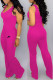Rose Red Fashion Casual Print Patchwork Jumpsuits