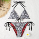 Red White Fashion Sexy Print Frenulum Swimwears