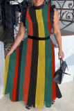 Black Red Sexy Print Hollowed Out Patchwork Stringy Selvedge O Neck Straight Dresses