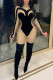 Black Sexy Solid Patchwork See-through O Neck Regular Jumpsuits