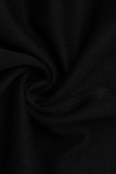 Pink Casual Solid Patchwork Slit Fold O Neck One Step Skirt Dresses