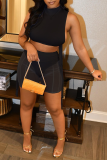 White Sexy Solid Mesh O Neck Sleeveless Two Pieces