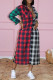 Multi-color Plaid Print Patchwork Turndown Collar Shirt Dress Dresses