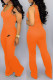 Orange Fashion Casual Print Patchwork Jumpsuits