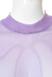 Red Sexy Solid Patchwork See-through O Neck Short Sleeve Two Pieces