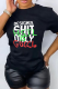 Black Fashion Casual Print Patchwork Letter O Neck T-Shirts