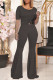 Black Fashion Casual Solid Patchwork O Neck Short Sleeve Two Pieces