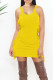 Yellow Sexy Solid Tassel Patchwork U Neck Pencil Skirt Dresses