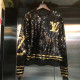 Black Gold Fashion Street Letter Sequins Outerwear