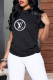 Black Fashion Street Print Patchwork O Neck T-Shirts