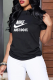 Black Street Daily Print Letter O Neck T-Shirts