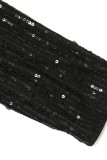 Black Elegant Solid Tassel Sequins Patchwork V Neck Irregular Dress Dresses