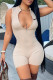 Apricot Fashion Sexy Print Patchwork O Neck Rompers