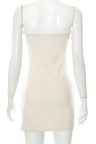 Rose Red Fashion Sexy Solid Patchwork Backless Strapless Sleeveless Dress