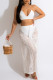 White Sexy Solid Bandage Hollowed Out See-through Backless Sleeveless Two Pieces