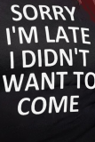 Black Fashion Casual Print Patchwork Letter O Neck T-Shirts