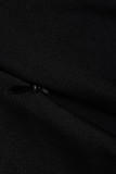 Black Fashion Sexy Solid Fold Half A Turtleneck Long Sleeve Dresses