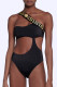 Black Fashion Sexy Print Hollowed Out Swimwears