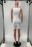 White Sexy Casual Solid Basic Square Collar Skinny Romper
