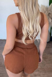 Red Sexy Casual Solid Basic U Neck Sleeveless Two Pieces