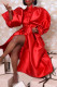 Red Fashion Casual Solid Patchwork Turndown Collar Evening Dress