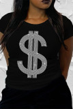 White Fashion Casual Solid Patchwork Hot Drill O Neck T-Shirts