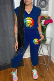 Grey Casual Sportswear Solid Patchwork V Neck Sleeveless Two Pieces