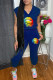 Royal Blue Casual Sportswear Solid Patchwork V Neck Sleeveless Two Pieces
