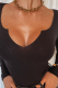 Black Sexy Solid Patchwork U Neck Skinny Bodysuits