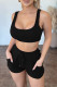 Black Sexy Casual Solid Basic U Neck Sleeveless Two Pieces