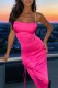 Pink Sexy Solid Patchwork Spaghetti Strap Irregular Dress Dresses