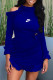 Blue Fashion Street Print Patchwork O Neck One Step Skirt Dresses
