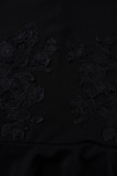Black Fashion Sexy Patchwork See-through Hooded Collar Evening Dress Dresses