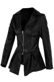 Yellow Fashion Casual Solid Patchwork Turndown Collar Outerwear