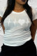 White Fashion Casual Patchwork Hot Drill O Neck T-Shirts