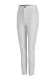 Grey Street Solid Zipper Skinny Mid Waist Pencil Solid Color Bottoms