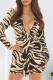 Yellow Fashion Sexy Print Bandage V Neck Long Sleeve Dresses