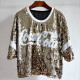 Gold Fashion Street Letter Sequins Patchwork O Neck T-Shirts