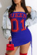Blue Fashion Sexy Letter Print Frenulum Backless Strapless Sleeveless Dress