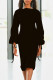 Black Casual Elegant Solid Patchwork Frenulum O Neck One Step Skirt Dresses