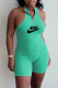 Green Fashion Casual Print Patchwork O Neck Rompers