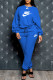 Blue Fashion Casual Print Letter O Neck Long Sleeve Two Pieces