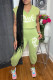 Green Fashion Casual Letter Print Basic V Neck Sleeveless Two Pieces