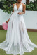 White Sexy Solid Patchwork Spaghetti Strap Ball Gown Dresses