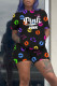 Black Casual Street Print Patchwork O Neck Short Sleeve Two Pieces