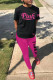 Rose Red Casual Sportswear Letter Print Basic O Neck Short Sleeve Two Pieces