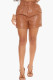 Camel Fashion Casual Solid Patchwork Fold Straight High Waist Straight Solid Color Bottoms